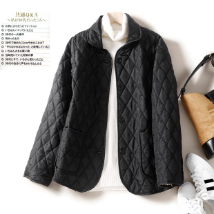 Real shot clearance leak-picking lightweight down cotton-padded coat spring and winter stand collar rhombus Plaid warm short coat for women