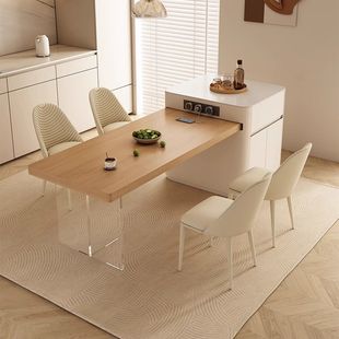 Log Island Table Integrated Bar Cream Wind Suspension Retractable Household Middle and Small Apartment