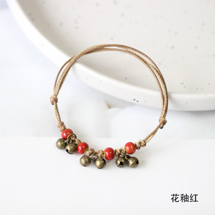 Handmade Bracelet Ethnic Chinese Characteristics Women's Ceramic Adjustable Bell Bracelet Antique Niche Design Fashion