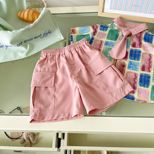 [in stock] Boys Summer suit 2025 New Korean Handsome Plaid Shirt Holiday Beach Style Thin Trendy