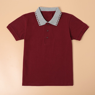 Children's Polo Shirt Short-sleeved Cotton White T-shirt Boys and Girls Lapel White School Uniform Top Primary and Secondary School Students' Class Clothes