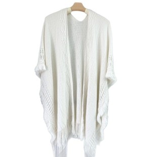New Spring and Summer Tassel Cape Shawl Yunnan Lijiang Ethnic Style Tourism Knitted Hollow Cheongsam Cardigan Shawl