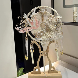 round fan bride wedding diy material xiuhe wedding hi fan wedding fan finished chinese style wedding