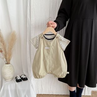 Korean version 2025 summer new baby clothes for boys and girls baby overalls suspenders suit jumpsuit two-piece suit