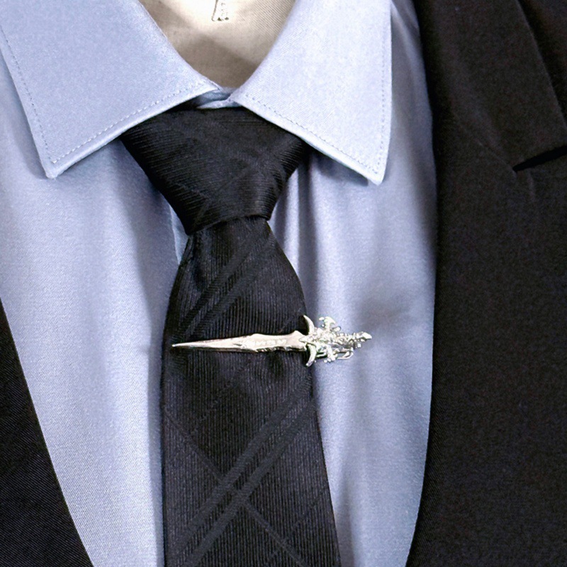 Cosplay Male Versatile Stylish Metal Long Sword Tie Clip Business Formal Wear Decorative Lapel Pin
