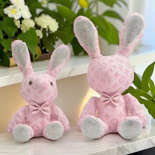 Leather with drill rabbit doll doll living room decoration plush toy gift doll wholesale a generation of hair