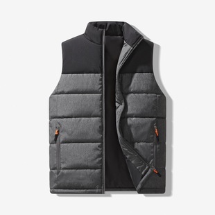 Cross-border new men's coat warm cotton vest waistcoat men's outdoor sports stand collar cotton-padded jacket color matching