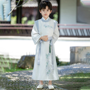 Children's Tang Suit Boys' Han Suit Ancient Suit Spring and Autumn Summer Chinese Style Tang Dynasty Scholarly Master Performance Suit Li Bai Ancient Suit