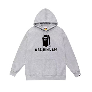 BAPE Ape Trendy Brand Single-sided Printed Hooded Sweat Autumn and Winter New Hip-hop Fashionable Men's and Women's Same Style