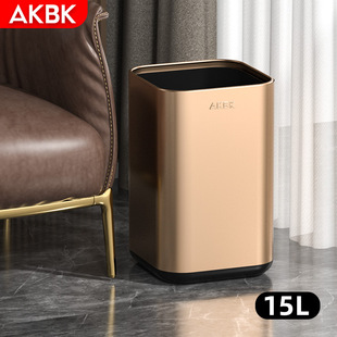 Household Square Double Layer Stainless Steel Trash Bin Coverless Toilet Kitchen Living Room Bathroom Trash Bin Storage Wholesale