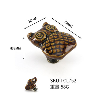 Factory wholesale owl ceramic handle furniture cabinet door handle children's room cute drawer handle single hole hardware