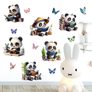 Cute naughty play a variety of panda wall stickers 2024 new living room bedroom children's room self-adhesive wall stickers