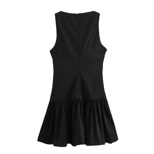 ZR foreign trade wholesale European and American style women's new temperament waist slim bow design vest dress