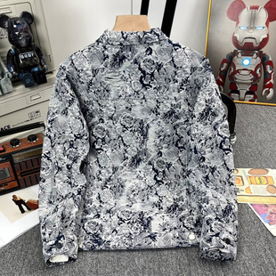 Spring and Autumn New Niche Destruction Wind Tassel Flower Denim Coat Teenager Heavy Embroidered Loose Lap Collar Jacket