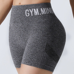 Ju Man Fitness Three-point Pants Women's Summer High Waist Peach Hip Thin Anti-light Printing Hot Craft Sports Yoga Shorts
