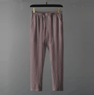 Summer men's sports pants solid color ultra-thin breathable casual trousers loose high elastic air conditioning casual men's pants summer