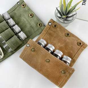 New Portable Folding Wax Canvas Waterproof Storage Bag seasonings Bottle suit Camping Hiking Picnic Barbecue seasonings Bag
