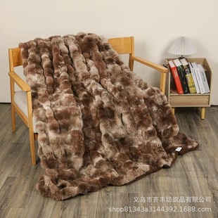 Thickened Warm Ins Style Tie-Dye Blanket Autumn and Winter Bubble Velvet Big Rabbit Hair Tie-Dye Blanket Plush Sofa Cover Blanket
