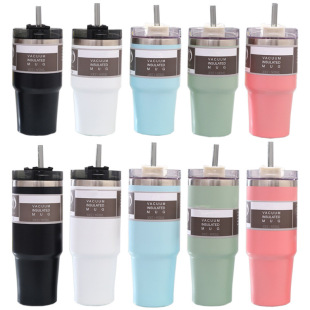 Двухслойная чашка для льда 20oz30oz Автомобильная чашка для кофе на открытом воздухе Автомобильная кофейная чашка из нержавеющей стали Термос соломенная чашка оптом