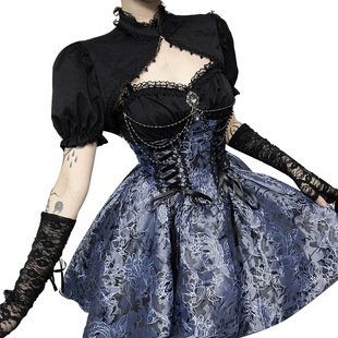 CF24328AHO Gothic Dark Two-color Jacquard Slip Skirt suit New Fashion Solid Color Lolita Blouse
