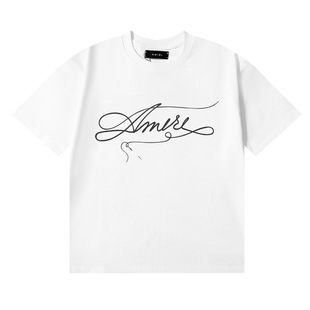 Футболка Amiri с коротким рукавом тяжелая летняя свободная для мужчин и женщин
