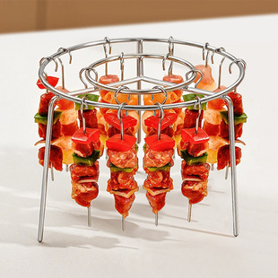 24 String Air Fryer Hanging Grill Household Stainless Steel Vertical Skewers Round Air Fryer Grill