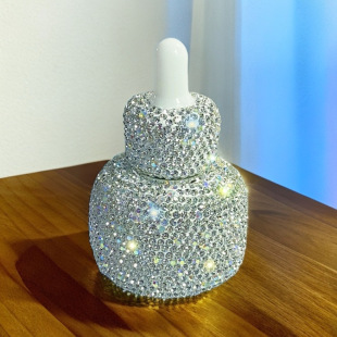 Glass Diamond-Encrusted Bottle Empty Bottle Accessible Luxury High-End Perfume and Skin Care Product Dropper Essential Oil Bottle 30ml Amazon Hot Product