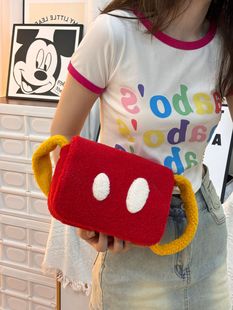 Celebrities' Same Style Lamb Wool French Fries Bag 2024 New Niche Shoulder Bag Autumn and Winter Dopamine Contrasting Color Versatile Bag