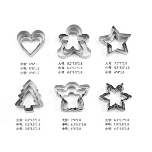 Christmas Biscuits 18-piece Mold Creative Cake Cookies Cake Mold Various Shape Baking Cutting Mold Tools