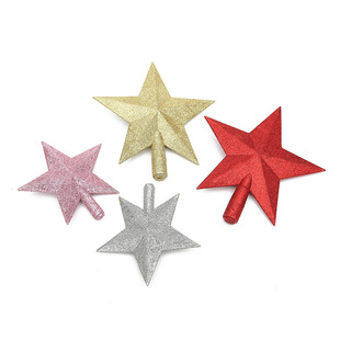 Europe and the United States cross-border Christmas tree top star Christmas creative decoration sticky powder three-dimensional five-pointed star Christmas tree