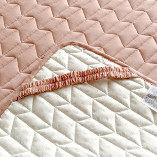 Cotton Quilted Cotton Mattress Simple Solid Color Non-Slip Fixed Dustproof Bedspread Protective Cover Breathable Household Bed Cover