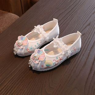 Girls Han Dynasty Shoes Chinese Style Kidsren's Embroidered Shoes Old Beijing Cloth Shoes Baby Costume Dance Performance Shoes Princess Shoes