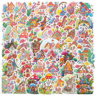 Cross-border 50 cute wind children's hand-painted series graffiti stickers cup computer waterproof decorative stickers wholesale
