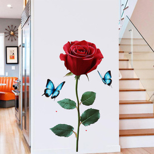 Factory direct wholesale bedroom bedside living room porch corridor rose wall stickers self-adhesive decorative painting GS7055
