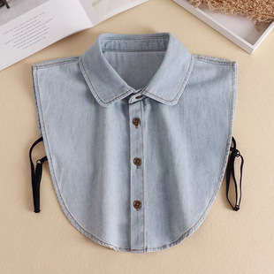 Vintage Denim Fake Collar Women's All-match Pure Cotton Fake Collar Autumn Sweater Decorative Collar Korean Style All-match Shirt Collar