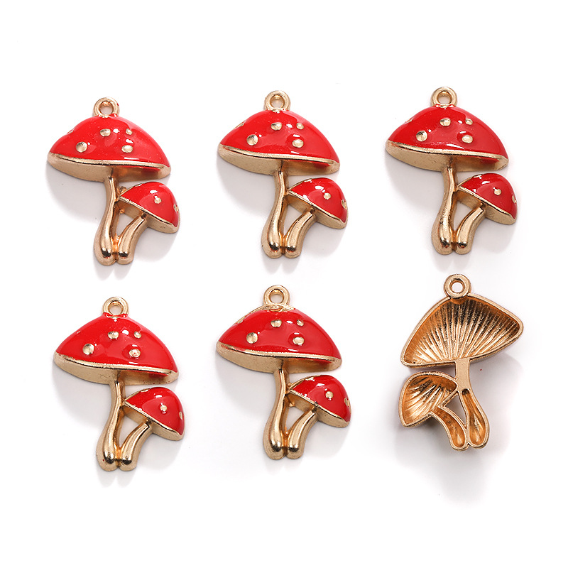 Wholesale Creative Cartoon Oil Dripping Jewelry Accessories Mushroom Pendant DIY Necklace Keychain Luggage Pendant