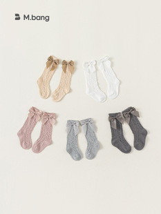 Beibei city spring and summer new girls' bow mid-calf socks sweet baby socks mesh socks PS24022