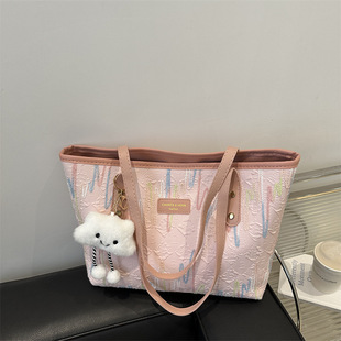 2025 New Simple Cute Pendant This Year's Popular Large Capacity Tote Bag Women's Work Commuter Shoulder Bag