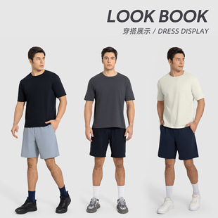 Casual Commuter Sports Short-sleeved Men's Moisture Absorption Breathable Loose All-match Solid Color Running Fitness Top Summer DMT001