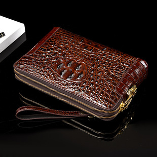 Handbag Men's High-end Crocodile Pattern Clutch Bag Combination Lock Business Clutch Bag Large Capacity Fashionable Multi-compartment Small Handbag