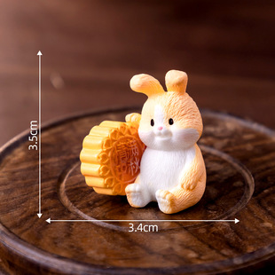 Micro Landscape Mid-Autumn Festival Moon Cake Rabbit Doll DIY Decorations Gift Accessories Car Office Desktop Small Ornaments