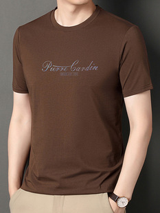 Men's Short-sleeved T-shirt Summer New Round Neck Letter Printing Simple All-match T-shirt Young and Middle-aged Cotton T-shirt Top