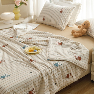 2025 New Cotton 13372 Soybean Summer Quilt Four-piece Set Small Floral Children's Pure Cotton Machine Washable Summer Cool Quilt