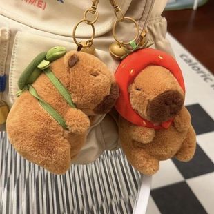 Kapibala Water Guinea Pig Turtle Plush Toy Doll Pendant Holiday Gift Backpack Keychain Hanging Ornaments
