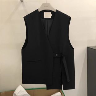 2025 New Suit Vest Jacket Spring and Spring Women's Side Buckle Irregular Split Design Sense Vest Casual