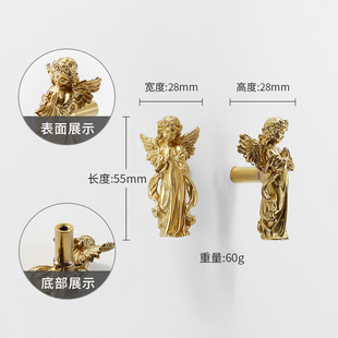 French Brass Bow Dragonfly Shell Angel Handle Wardrobe Drawer Cabinet Door Artistic Creative Decorative Copper Handle