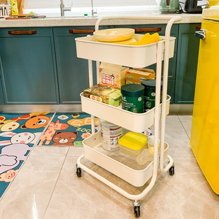 Lasker Carts Kitchen Storage Rack Vegetable Basket Storage Rack Rotating Storage Rack Floor Trolley Metal Layer
