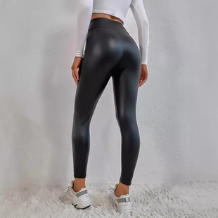 PU leather pants female wish cross-border explosion foreign trade plus high waist leggings female stretch pants
