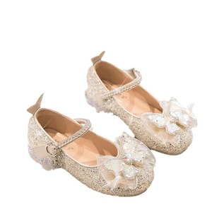Children's Shoes Girls' Princess Shoes High Heeled Single-layer Shoes 2024 Autumn New Arrival Little Girl Shoes Bow Dress Shoes