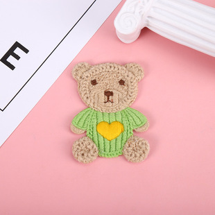 Autumn and winter love bear bear wool knitted embroidery clothing accessories accessories headdress milk cotton embroidery accessories batch